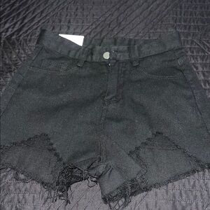 Black Distressed Women's Denim Shorts